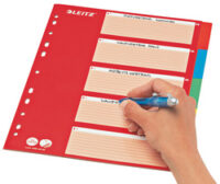 LEITZ Intercalaires en carton, blanc, A4, 5 positions,