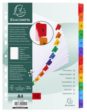 EXACOMPTA Intercalaires en carton 1-12, A4, 12 touches