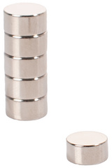 pavo Aimant au néodyme, rond, dimensions: 10 x 5 mm, argent