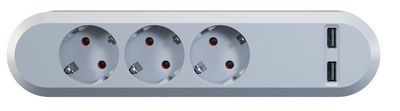 Bachmann Bloc multiprise "SMART", 3 prises, 2 x USB