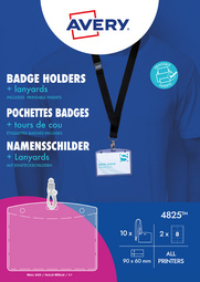 AVERY Pochette badge avec lacet textile noir