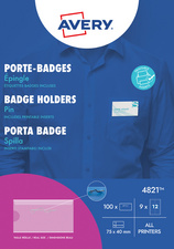 AVERY Porte-badge avec épingle, 75 x 40 mm