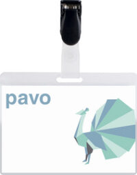 pavo Porte-badge plastifié, avec clip, 54 x 90 mm