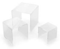 deflecto Podium carré, transparent, set de 3