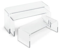 deflecto Podium rectangulaire, transparent, set de 3