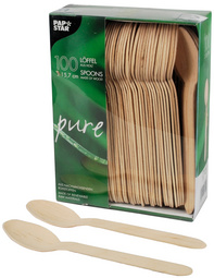PAPSTAR Cuillère en bois "pure", longueur: 157 mm, par 100