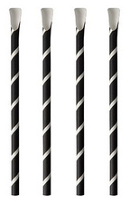 PAPSTAR Paille en papier avec cuiller "pure", 200 mm, noir