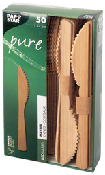 PAPSTAR Couteau en bambou "pure", longueur: 170 mm, par 50