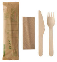 PAPSTAR Kit de couverts "pure", en bois de bouleau, 3 pièces