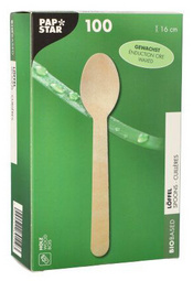 PAPSTAR Cuiller en bois "pure", cirée, longueur: 160 mm