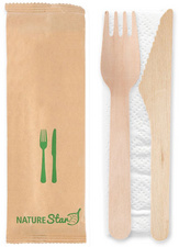 NATURE Star Set de couverts "Double", en bouleau, 3 pièces
