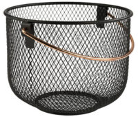 APS Panier à pain & à fruits, rond, avec anse, métal noir