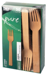 PAPSTAR Fourchette en bambou "pure", longueur: 165 mm, par50