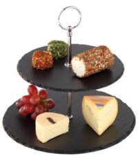 APS Plat de service ardoise naturelle, 2 étages, anthracite