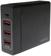 LogiLink Boîtier de chargement USB, 4 ports, 65 watt, noir