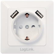 LogiLink Unterputz-Steckdose, 2x USB-A Kupplung, weiß