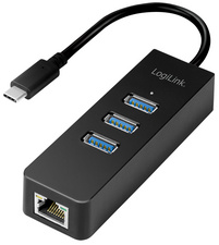 LogiLink Adaptateur USB 3.0 vers Gigabit, Hub USB 3 ports