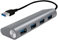 LogiLink Hub USB 3.0, 4 ports, boîtier en aluminium, gris