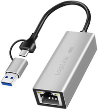 LogiLink Adaptateur réseau Ethernet USB vers RJ45, gris