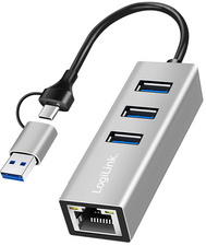 LogiLink Adaptateur USB 3.2 - Gigabit Ethernet, 3 ports USB