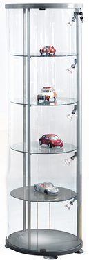 kerkmann Vitrine ronde expoline, 4 étagères en verre, gris