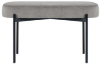 PAPERFLOW Banc oval GAIA, taille M, habillage velours, gris