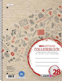 LANDRÉ Cahier à spirale "Recycling" A4, quadrillé,160 pages