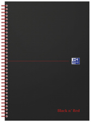 Oxford Cahier à spirale Black n' Red, A4, ligné, carton