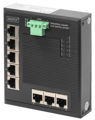 DIGITUS Commutateur industriel plat Gigabit, 8 ports, IP40