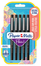 Paper:Mate Stylo feutre Flair, blister de 5, noir