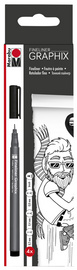 Marabu Feutres fins "GRAPHIX", noir, étui de 4 en carton,