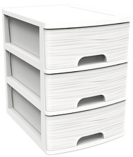 EDA Module de classement STONE, A4, 3 tiroirs, PP, blanc