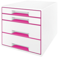 LEITZ Bloc de classement WOW CUBE, 4 tiroirs, blanc/rose