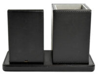 deflecto Organiseur de bureau avec chargeur Qi, noir