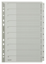 LEITZ Intercalaires en carton mylar, chiffres, A4, 1-10,gris