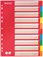 LEITZ Intercalaires en carton, blanc, A4, 10 touches,