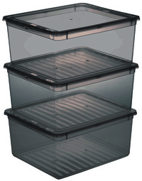 keeeper Set de boîtes de rangement "bea", 3x 18 L, gris