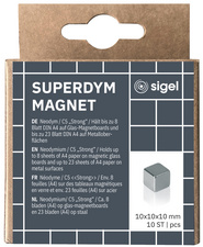 sigel Aimant néodyme cube "Strong" C5, set de 10, argent