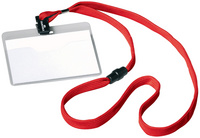 DURABLE Badge, avec lacet textile, 90 x 60 mm, rouge