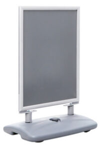 EUROPEL Panneau trottoir avec pied en plastique, A0, argent