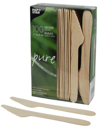 PAPSTAR Couteau en bois "pure", longueur: 165 mm