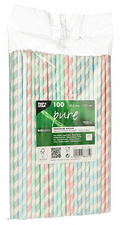 PAPSTAR Paille en papier "Stripes", couleurs assorties