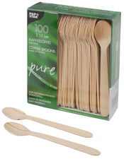 PAPSTAR Cuillère à café en bois "pure", longueur: 110 mm