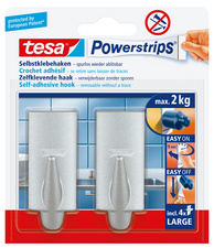 tesa Powerstrips Crochet adhésif LARGE, tendance, chromé
