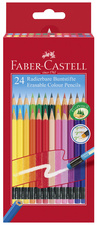FABER-CASTELL Crayon de couleur gommable, étui carton de 24