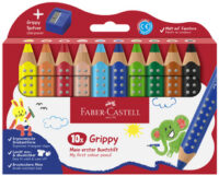FABER-CASTELL Crayon de couleur Grippy, étui carton de 10