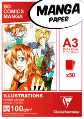 Clairefontaine Bloc de papier Layout MANGA ILLUSTRATIONS, A3