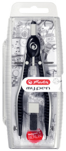 herlitz Compas à réglage rapide my.pen, noir/gris, boîte