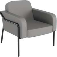 PAPERFLOW Fauteuil visiteur MEDSO RUND L, simili-cuir, gris