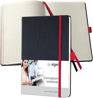 sigel Carnet de notes Conceptum, A5, quadrillé, noir/rouge
